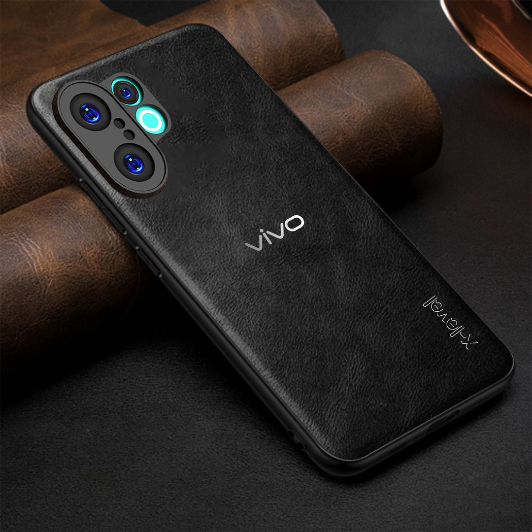 VIVO X200 FE 5G Business Style PU LEATHER PROTECTIVE BACK CASE WITH CAMERA PROTECTION