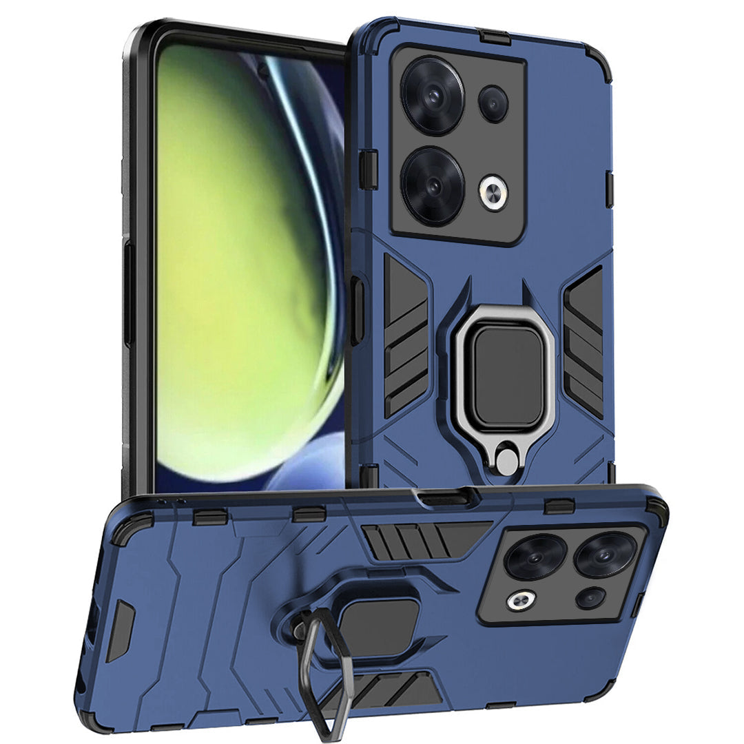 OPPO Reno 8 5G Black Panther Metal Bracket Shockproof Protective Back Case