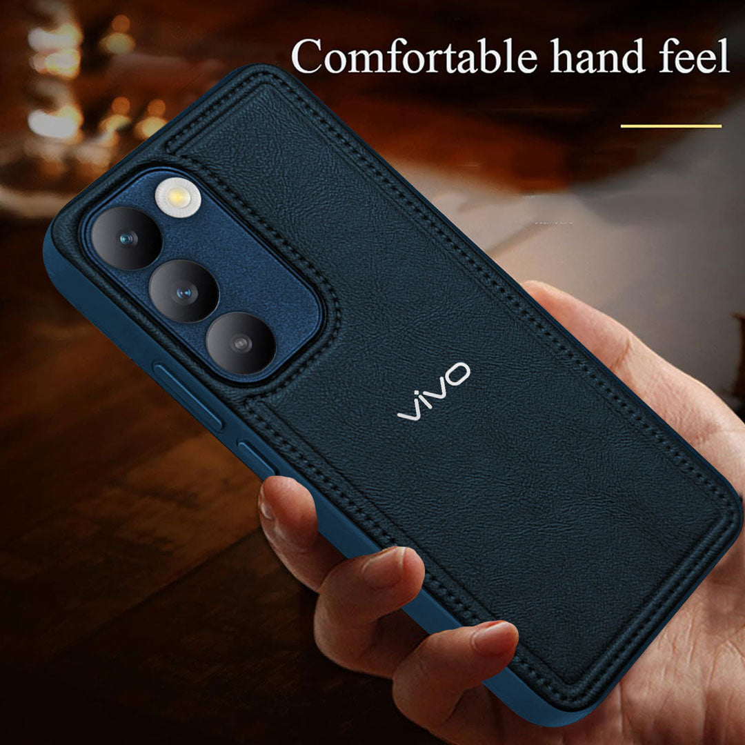 VIVO Y200E 5G Vintage Leather Stitched Protective Back Case