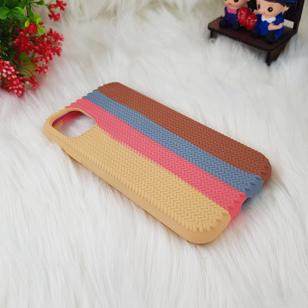 iPhone 11 Color Block Woven Pattern Silicon Case