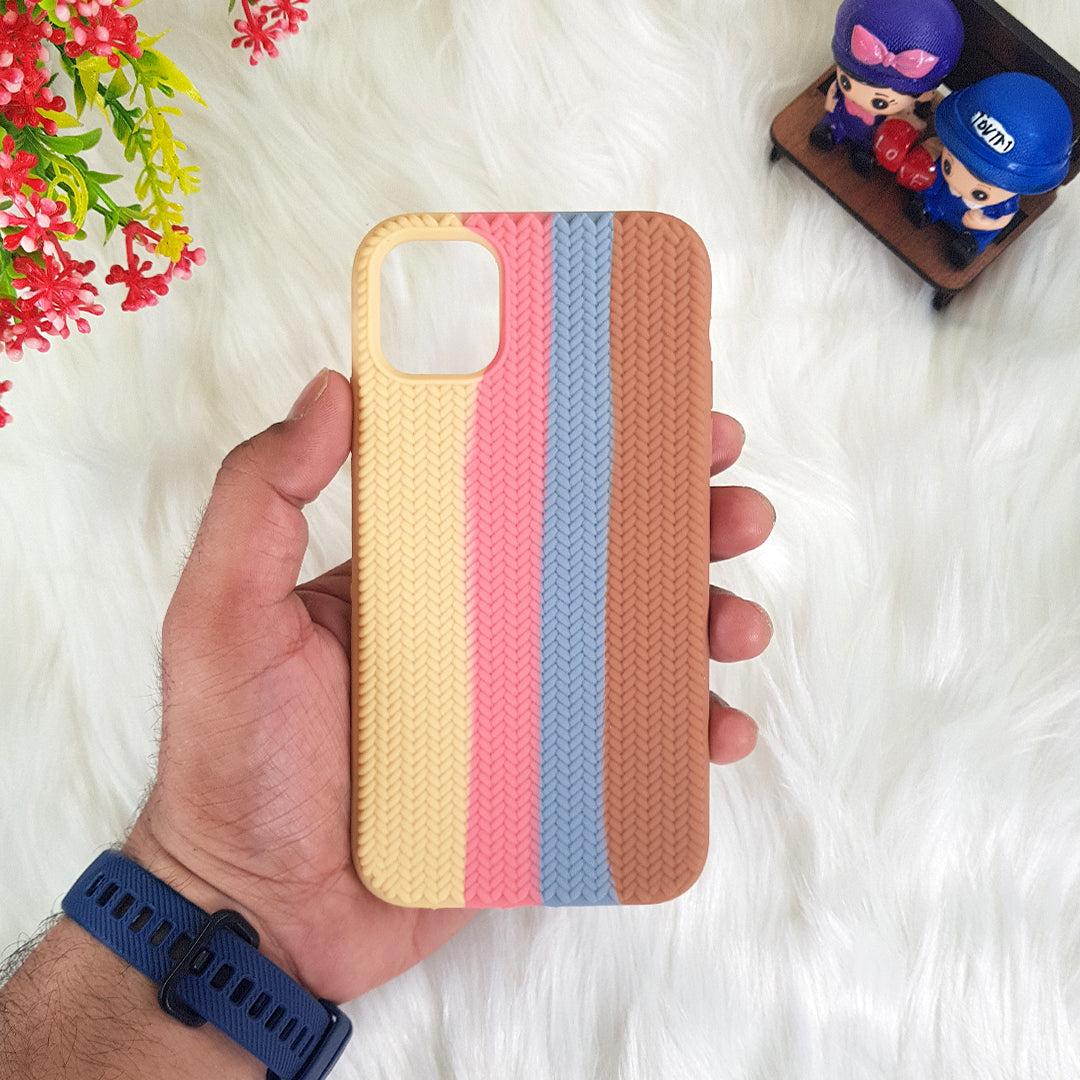 iPhone 11 Color Block Woven Pattern Silicon Case