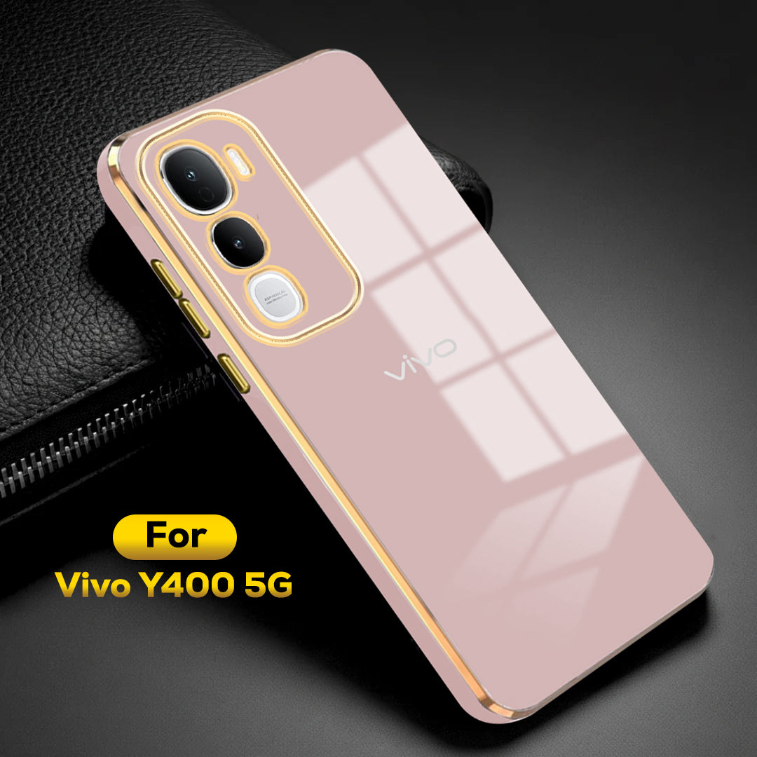 VIVO Y400 5G ULTRA-SHINE GOLD ELECTROPLATED LUXURIOUS BACK CASE WITH CAMERA PROTECTION