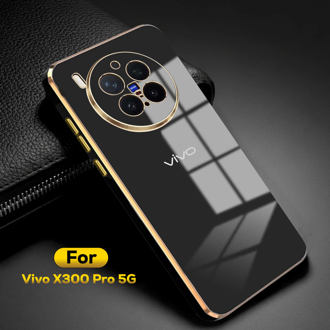 VIVO X300 Pro 5G ULTRA-SHINE GOLD ELECTROPLATED LUXURIOUS BACK CASE WITH CAMERA PROTECTION
