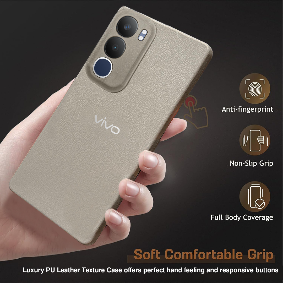 Vivo Y29 5G Solid Color Leather Texture Matte Phone Back Case