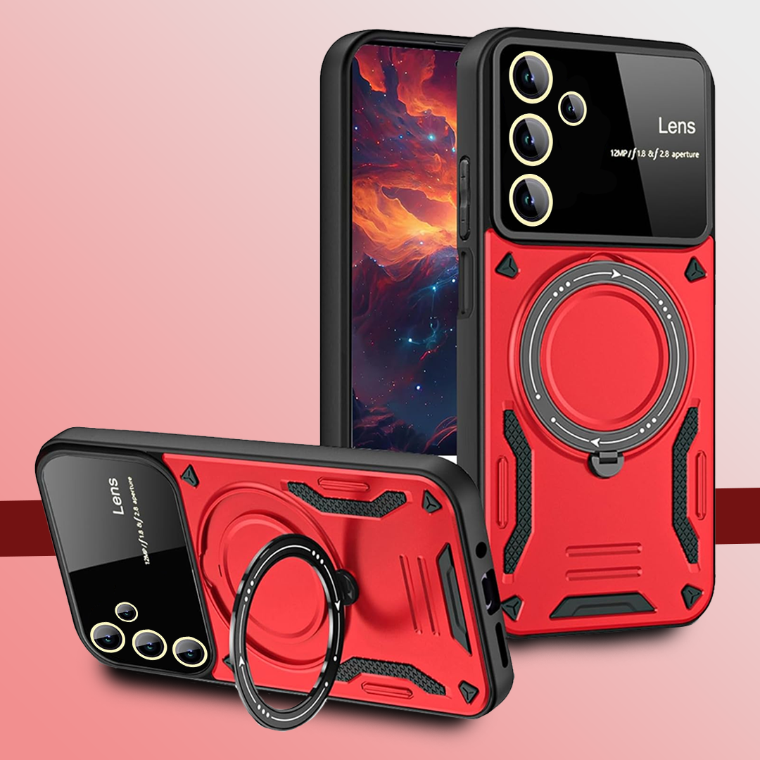 SAMSUNG GALAXY S23fe 5G Heavy Duty Rugged Shockproof Camera Lens Protector Phone Cover with Kickstand