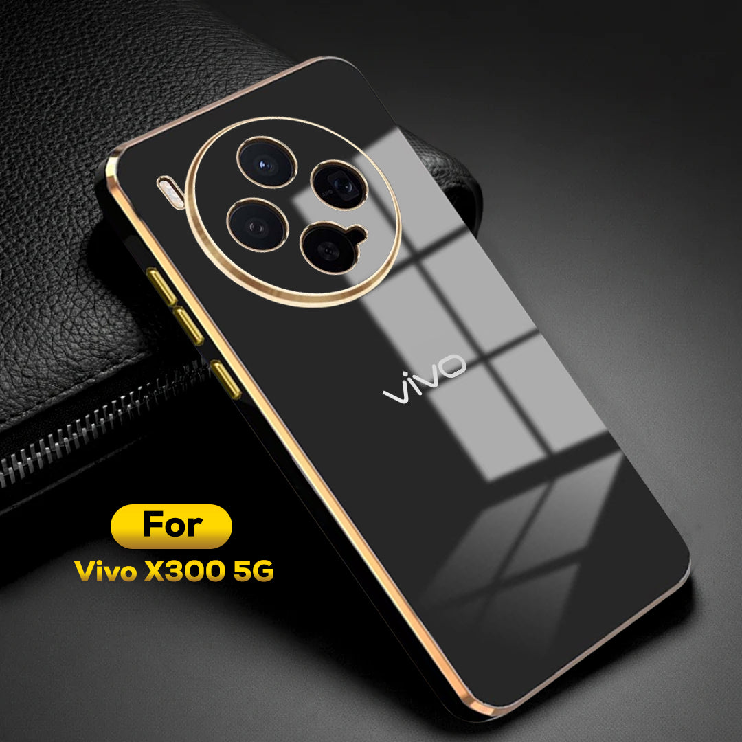 VIVO X300 5G ULTRA-SHINE GOLD ELECTROPLATED LUXURIOUS BACK CASE WITH CAMERA PROTECTION