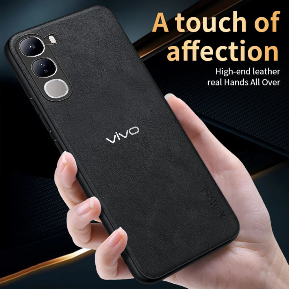 VIVO Y400 5G Business Style PU LEATHER PROTECTIVE BACK CASE WITH CAMERA PROTECTION