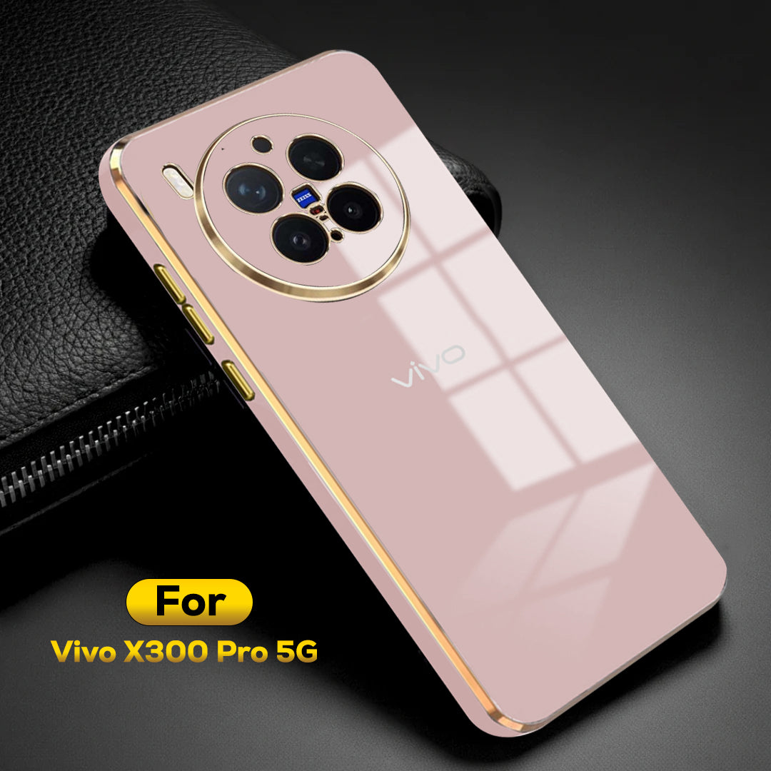 VIVO X300 Pro 5G ULTRA-SHINE GOLD ELECTROPLATED LUXURIOUS BACK CASE WITH CAMERA PROTECTION
