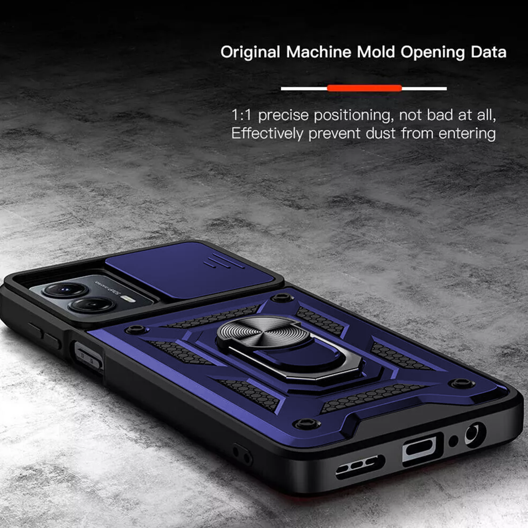 Motorola Edge 50 Fusion 5G Armor Military-grade Case With Sliding Camera Cover & 360 Kickstand