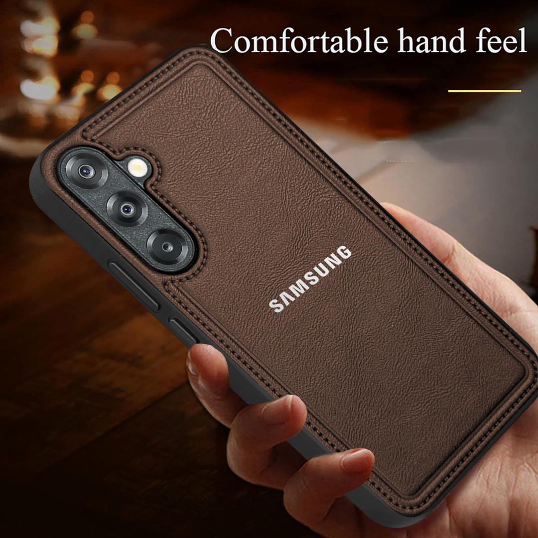 Samsung Galaxy A55 5G Vintage Leather Stitched Protective Back Case