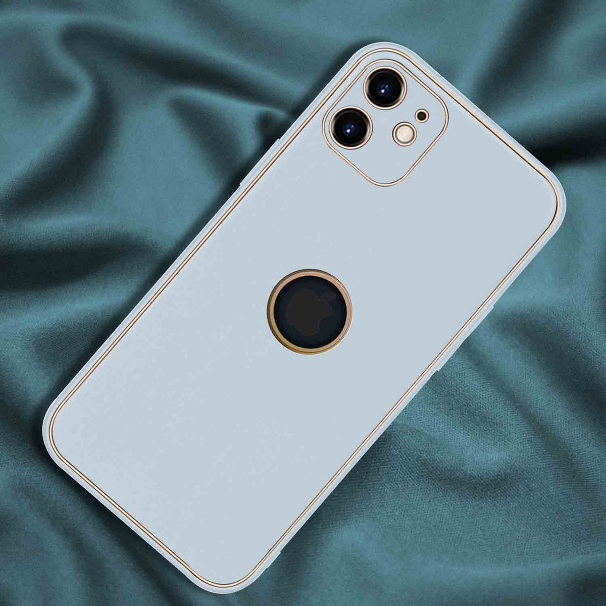 PhoneCases.Co.in-iPhone 11 Logo Cut Gold Electroplating Leather Chrome Back Cover