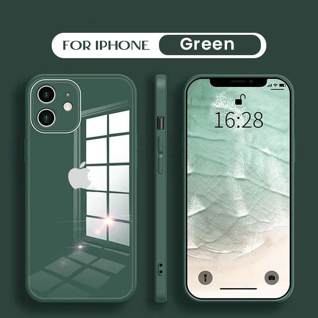 Ultra-Shine Luxurious Glass Case With Camera Protection Back Case For iPhone Series