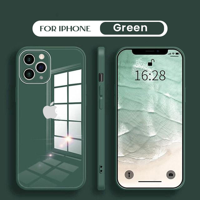 Ultra-Shine Luxurious Glass Case With Camera Protection Back Case For iPhone Series