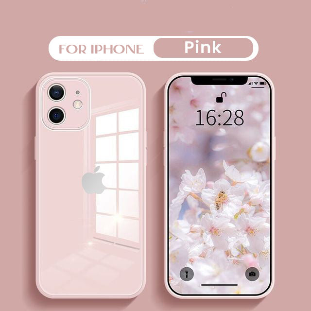 Ultra-Shine Luxurious Glass Case With Camera Protection Back Case For iPhone Series