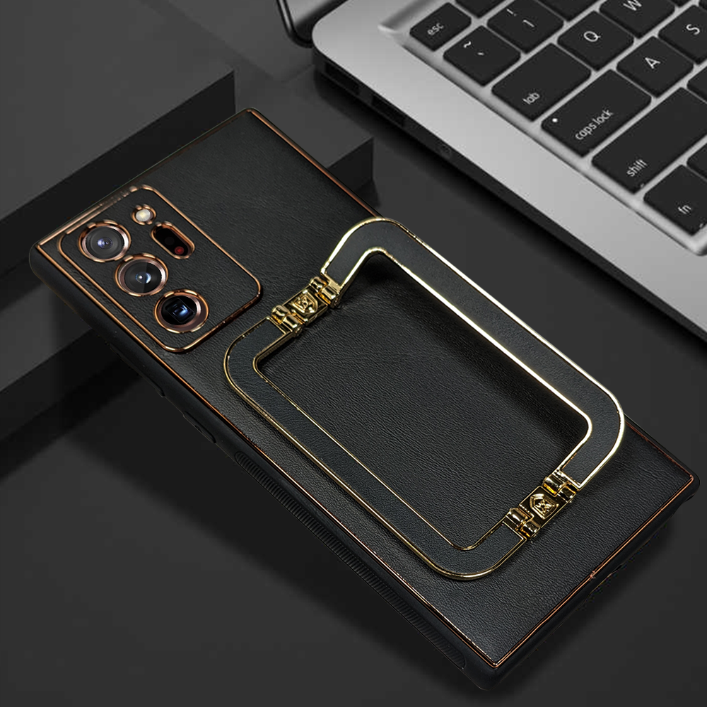 SAMSUNG GALAXY Note 20 Ultra LUXE DESIGN PU LEATHER BACK CASE WITH BACK STAND-Black