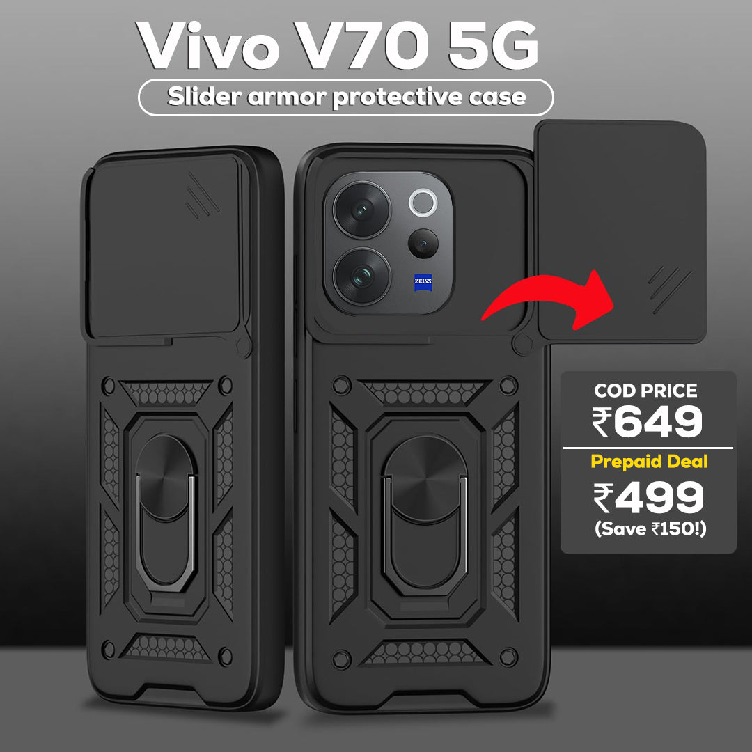 VIVO V70 5G Armor Military-grade Case With Sliding Camera Cover & 360 Kickstand