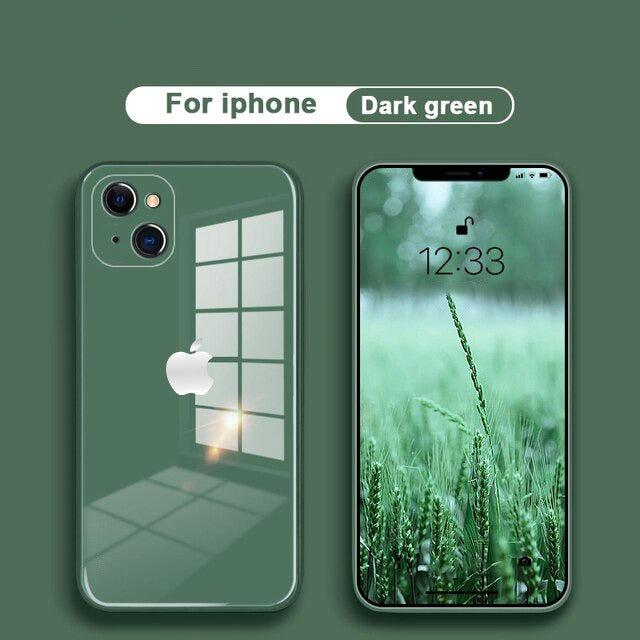 Ultra-Shine Luxurious Glass Case With Camera Protection Back Case For iPhone Series