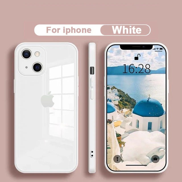 Ultra-Shine Luxurious Glass Case With Camera Protection Back Case For iPhone Series