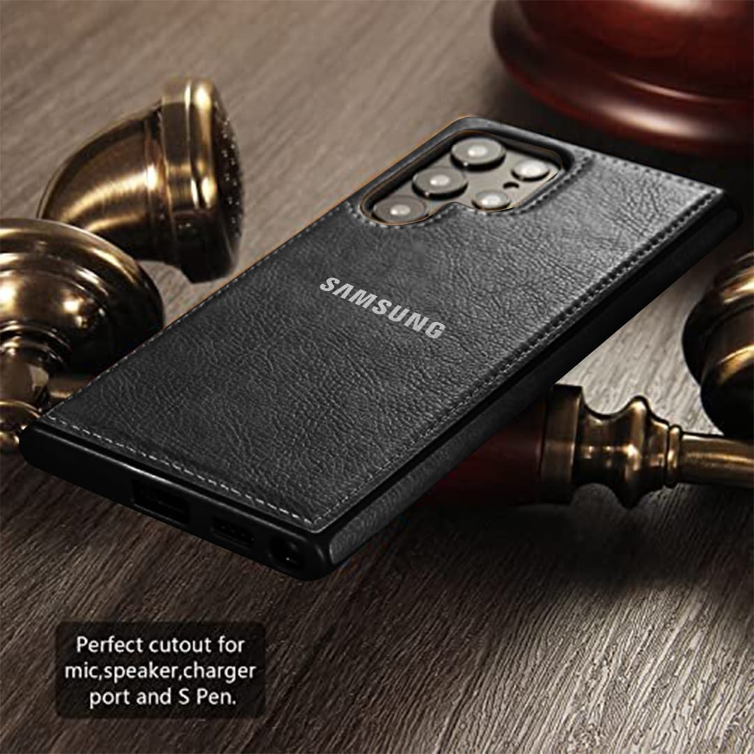 Galaxy S22 ULTRA 5G Drop Protection | Raised Camera Edges Protective Back Leather Case