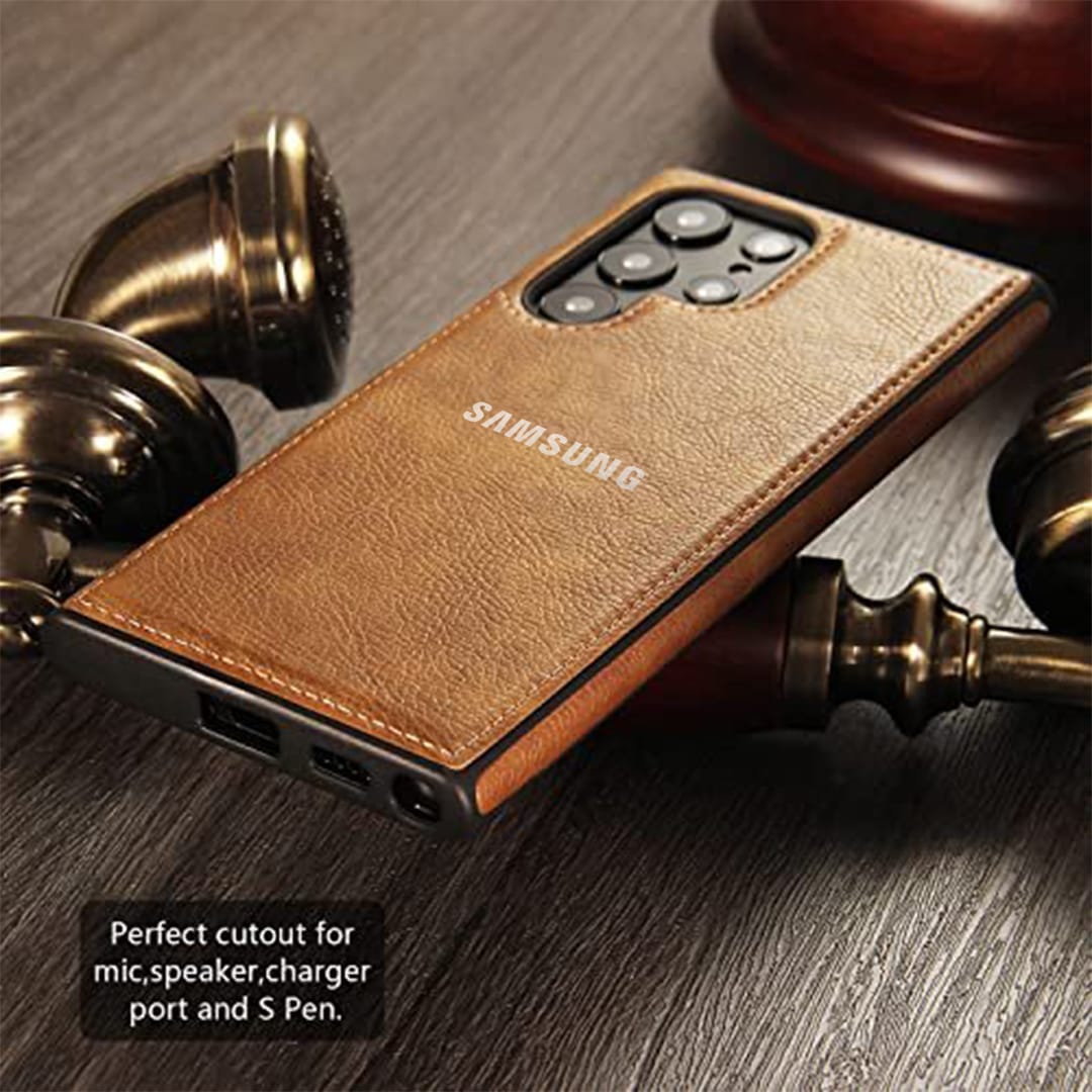 Galaxy S23 ULTRA 5G Drop Protection | Raised Camera Edges Protective Back Leather Case