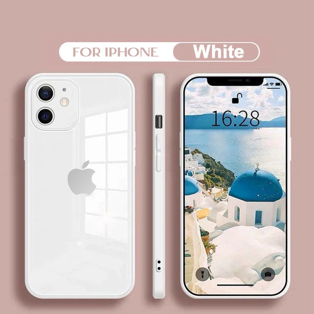 Ultra-Shine Luxurious Glass Case With Camera Protection Back Case For iPhone Series