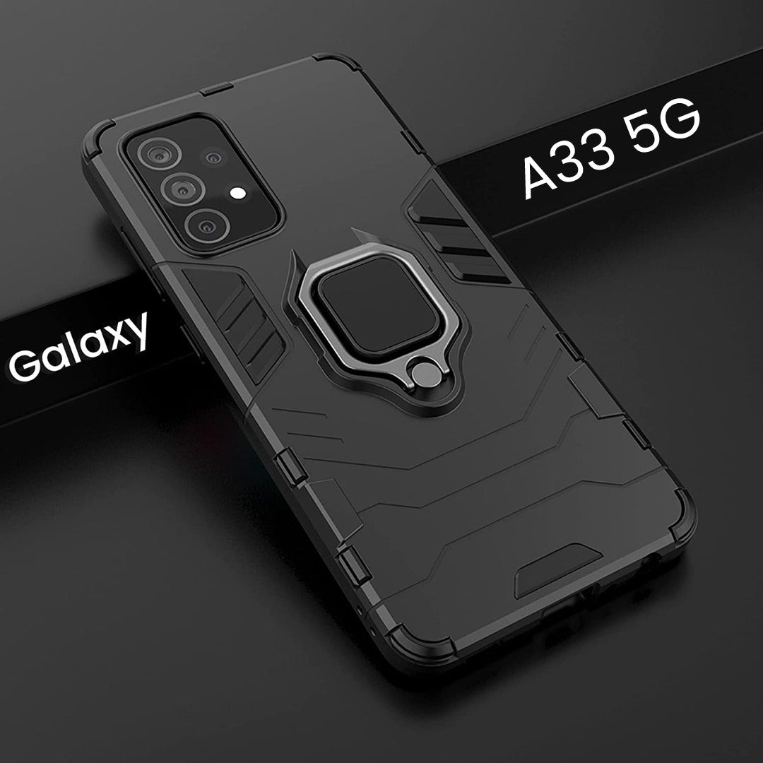 Galaxy A33 5G Black Panther Metal Bracket Shockproof Protective Back Case