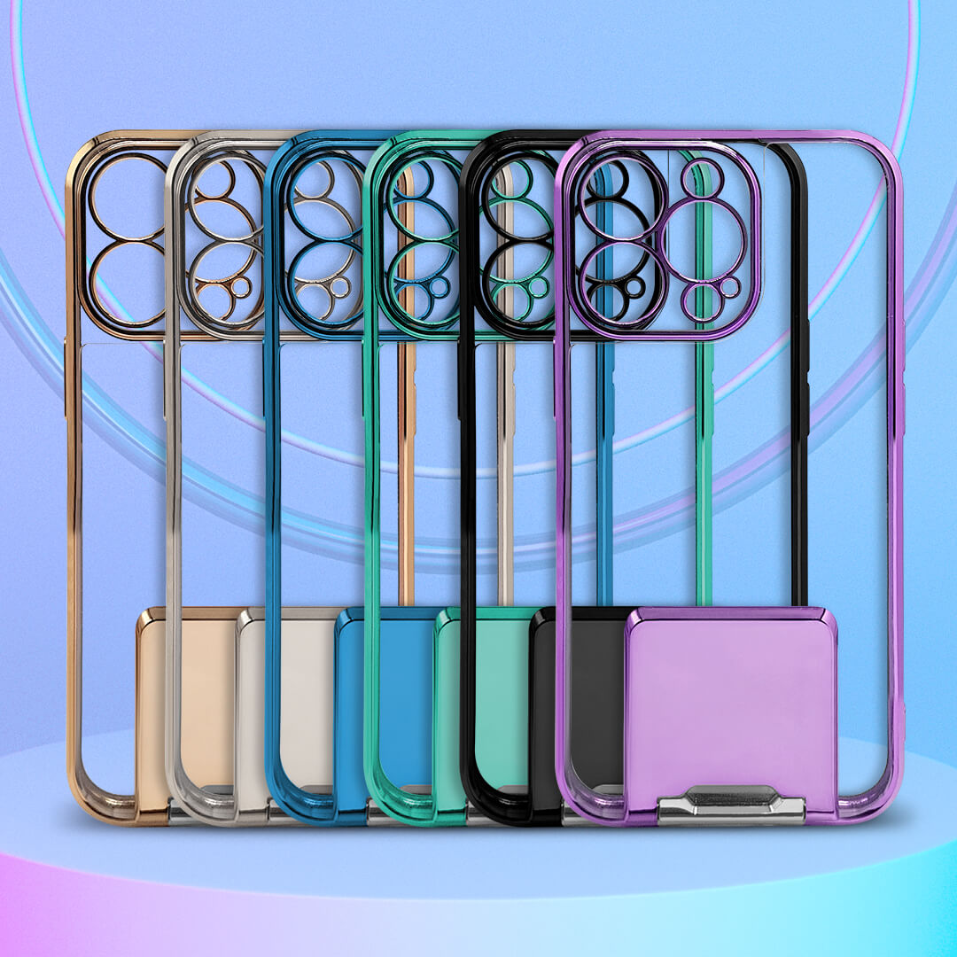 PhoneCases.Co.in-iPhone13/13 pro/13 pro max-Lucent Back Stand Color Plated Protective back Case/Cover