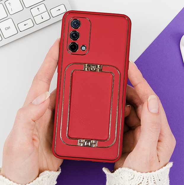 OnePlus Nord CE 5G Luxe Design PU Leather Back Case With Back Stand(Red)