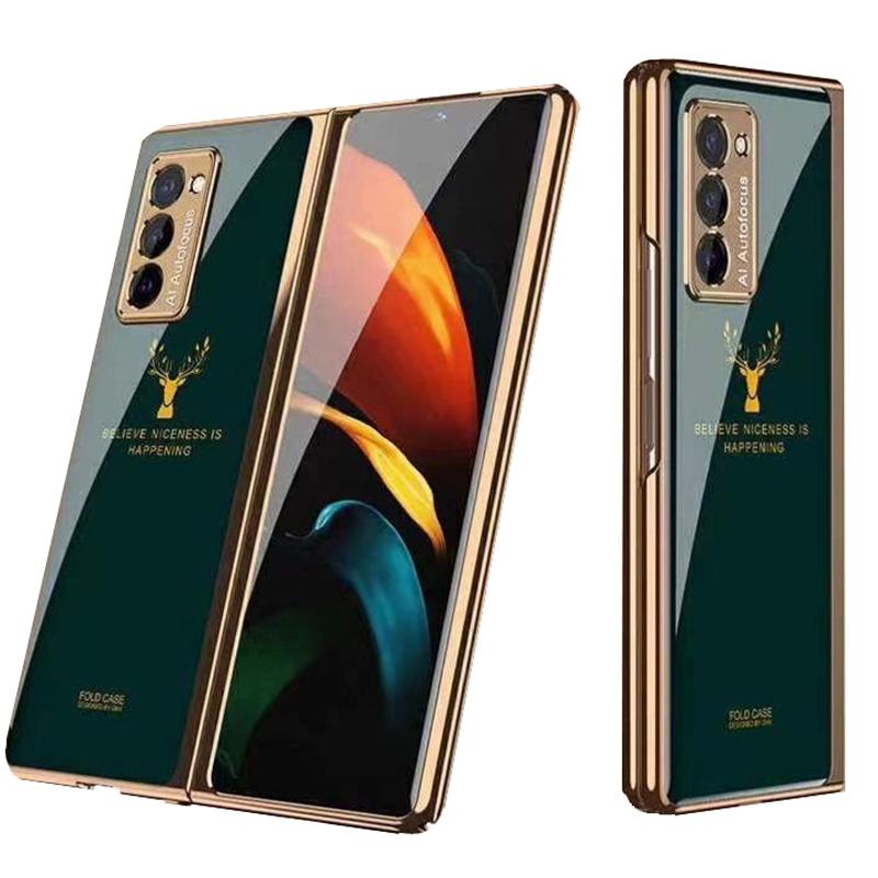 Galaxy Z Fold 2 Deer Pattern glossy Pattern Glass Case
