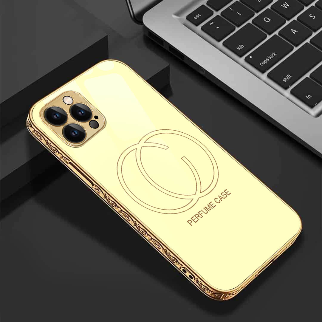 LNG iPhone-12 pro max Perfume Glass Protective Back Case(Beige)