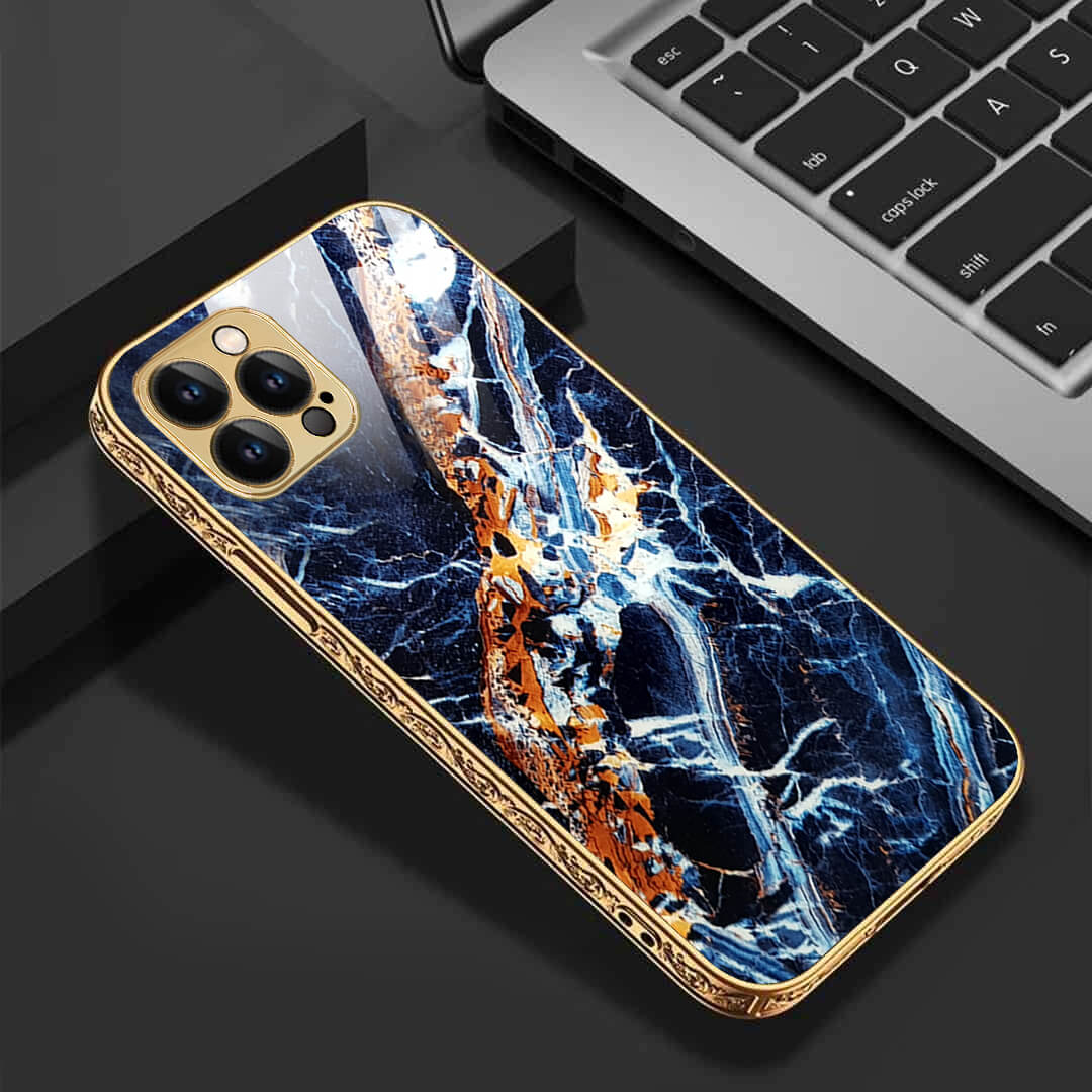 LNG iPhone-12 pro max Cluster Pattern Protective Glass Back Cover/Case
