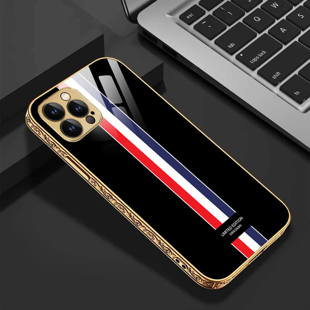 LNG iPhone-12 pro max- Designer Strips Guarding Glass Back Case/Cover