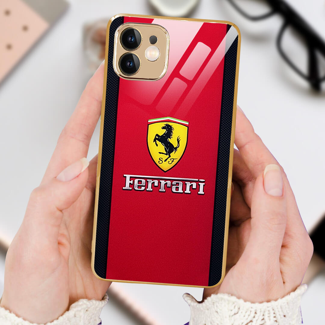 LNG iPhone-11 Ferrari Logo Protective Glass Case/Cover