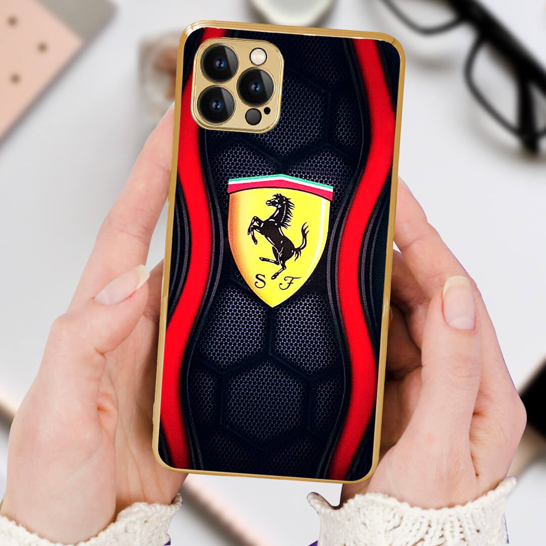 LNG iPhone-12 pro max Luxury Ferrari Logo Guarding Back Case/Cover