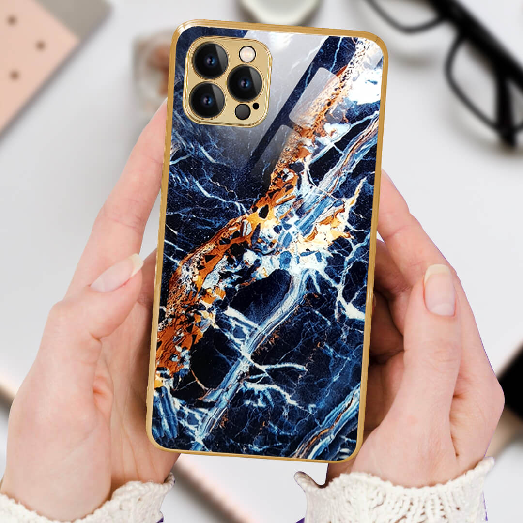 LNG iPhone-12 pro max Cluster Pattern Protective Glass Back Cover/Case