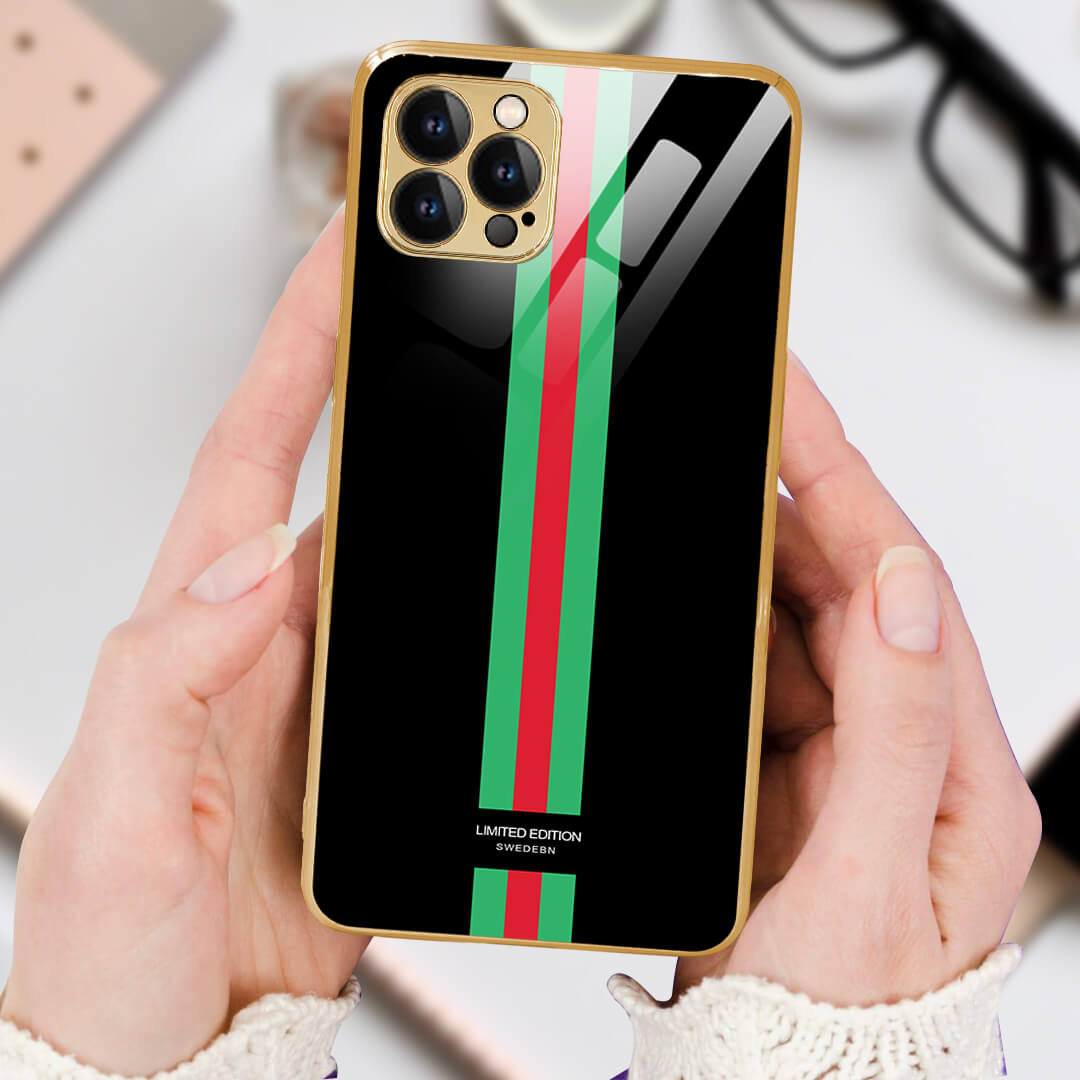 LNG iPhone-12 pro max- Designer Strips Guarding Glass Back Case/Cover