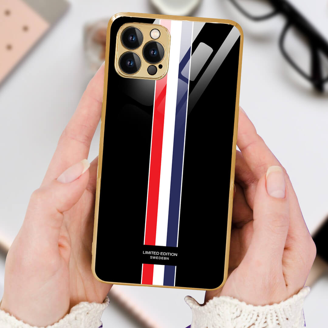 LNG iPhone-12 pro max- Designer Strips Guarding Glass Back Case/Cover