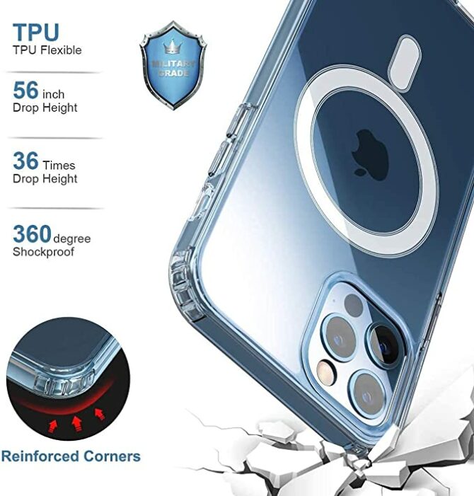 iPhone 14/14 Plus/14 Pro/14 Pro Max Shockproof Crystal Clear Magsafe Case