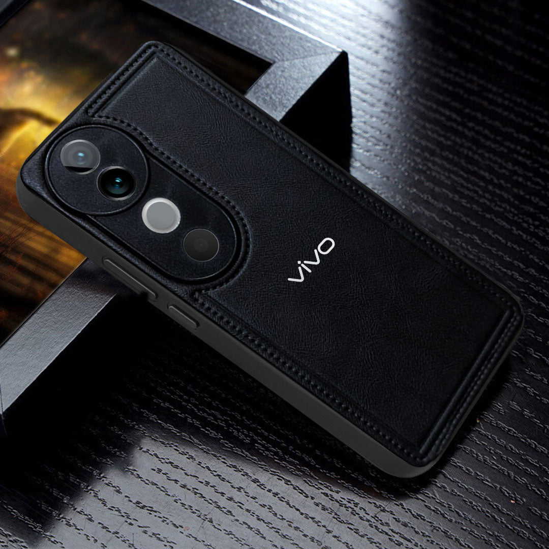 VIVO V40 5G Vintage Leather Stitched Protective Back Case