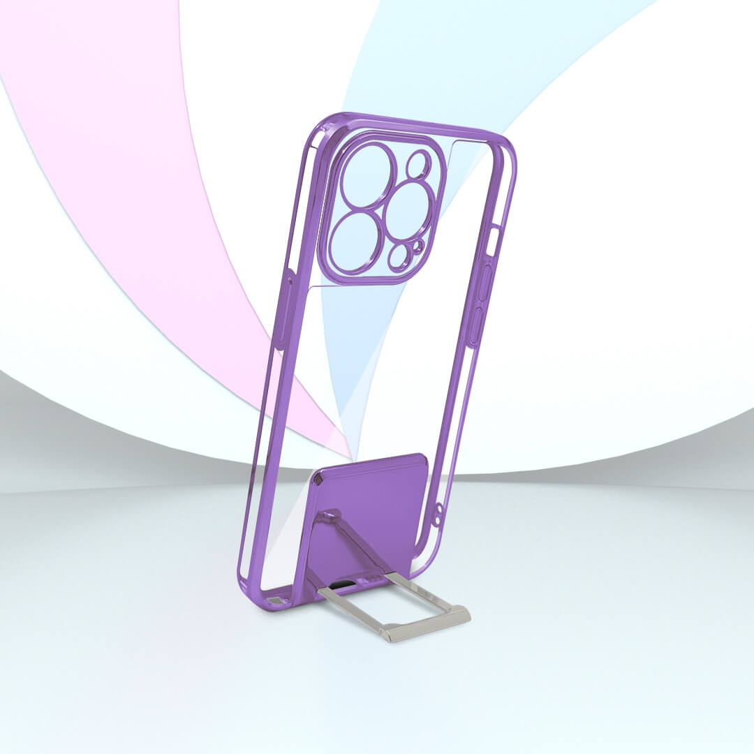 PhoneCases.Co.in-iPhone13/13 pro/13 pro max-Lucent Back Stand Color Plated Protective back Case/Cover