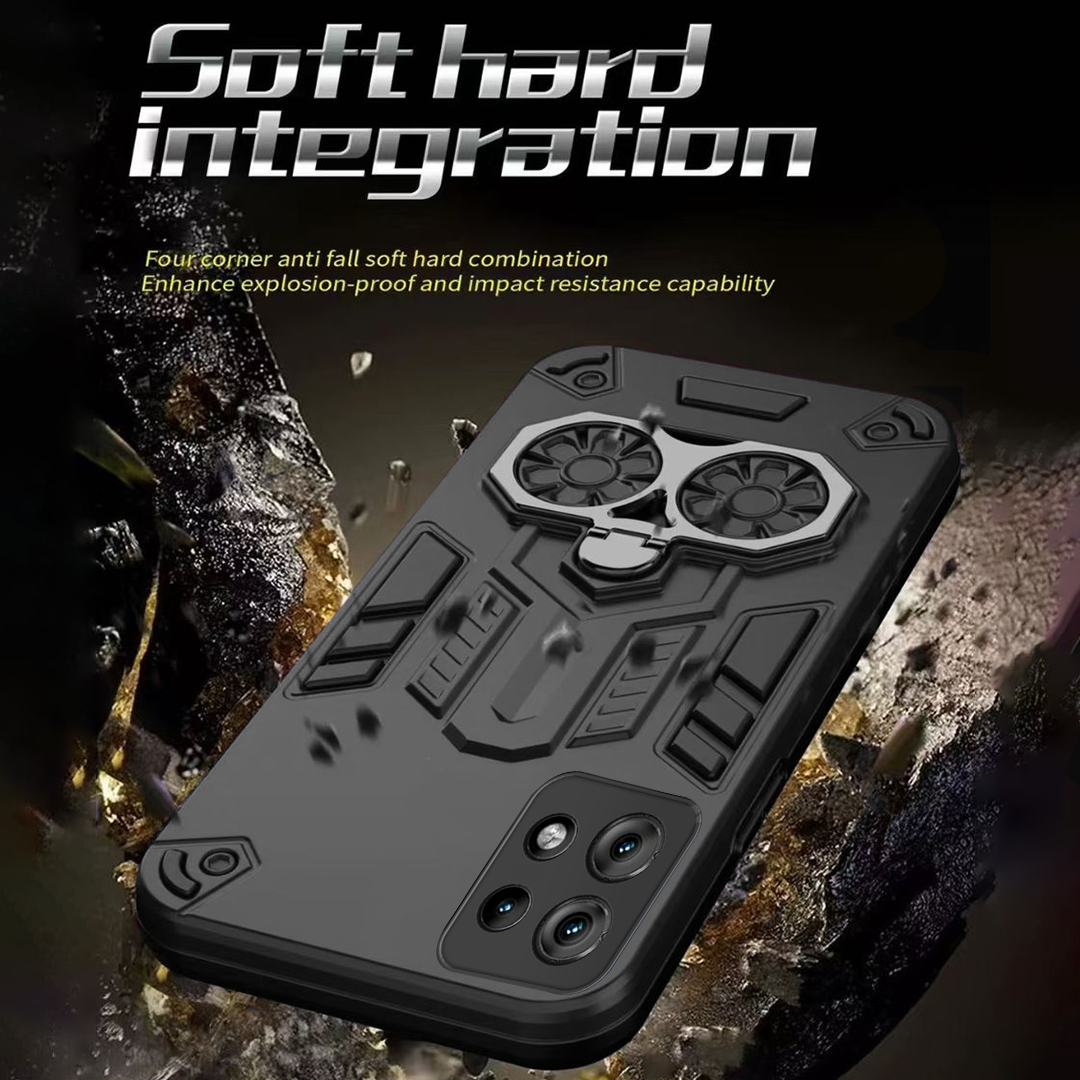 Motorola Edge 50 Neo 5G Armor knight Series Camera Protection 2 in 1 Shockproof Phone Cover with Kickstand