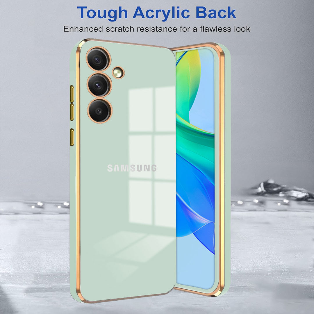 SAMSUNG GALAXY S24 5G ULTRA-SHINE GOLD ELECTROPLATED LUXURIOUS  BACK CASE WITH CAMERA PROTECTION