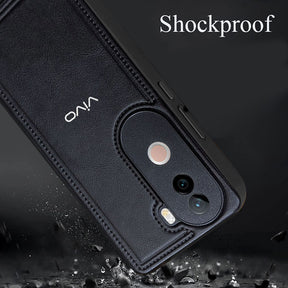 VIVO V40E 5G Vintage Leather Stitched Protective Back Case