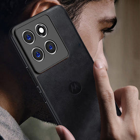 MOTOROLA EDGE 70 5G Business LEATHER BACK CASE WITH CAMERA PROTECTION WITH IMPOSED MOTO LOGO