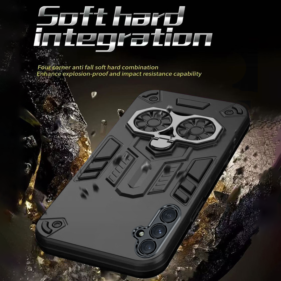 Samsung Galaxy S23fe 5G Armor knight Series Camera Protection 2 in 1 Shockproof Phone Cover with Kickstand
