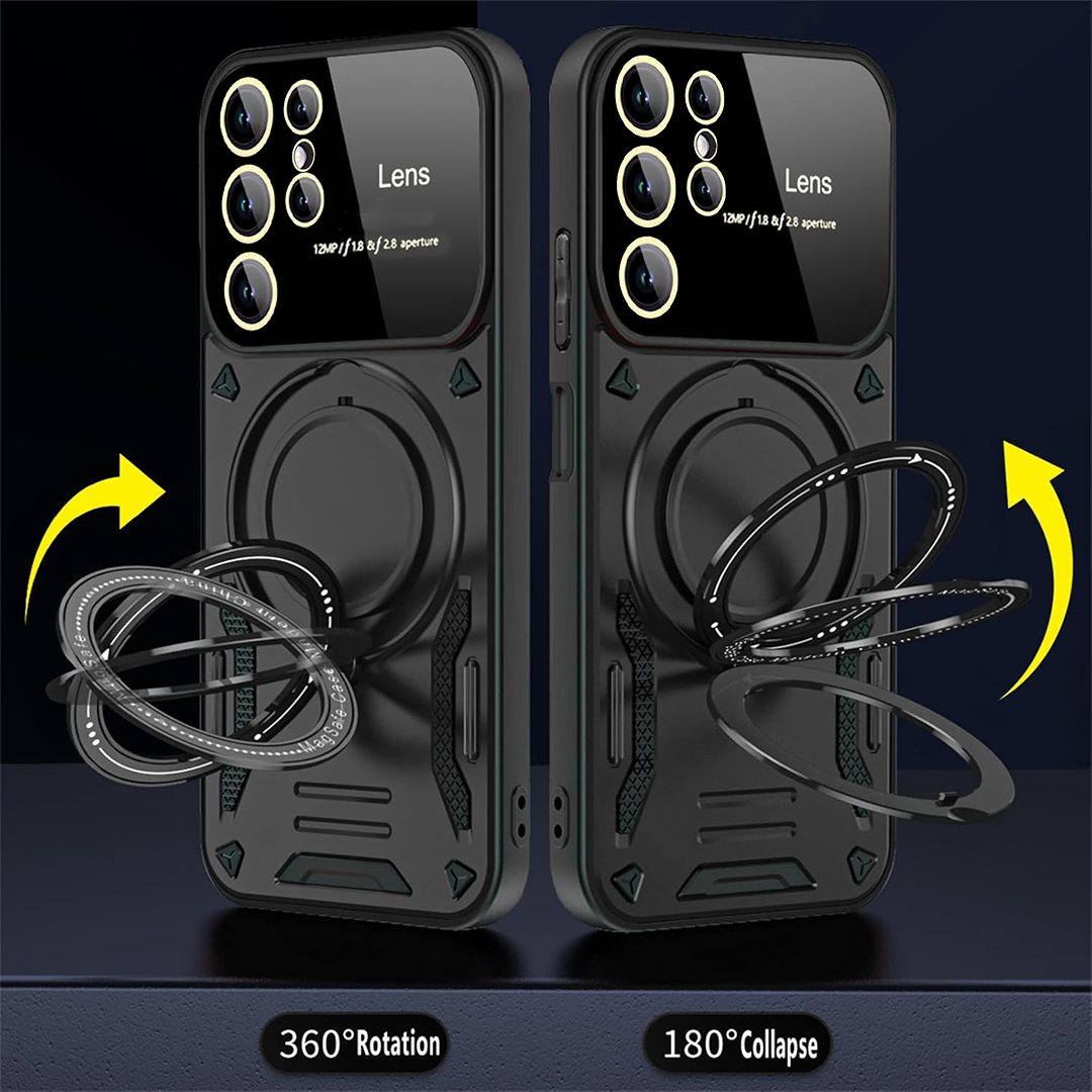 SAMSUNG GALAXY S25 Ultra 5G Heavy Duty Rugged Shockproof Camera Lens Protector Phone Cover with Kickstand