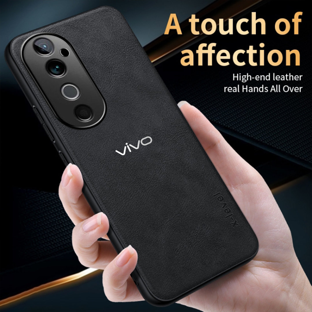 VIVO V40 5G Business Style PU LEATHER PROTECTIVE BACK CASE WITH CAMERA PROTECTION