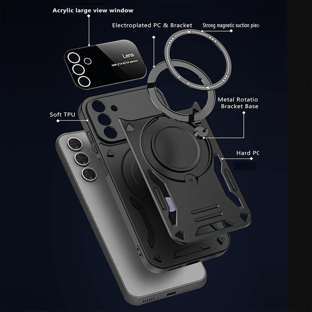 SAMSUNG GALAXY A26 5G Heavy Duty Rugged Shockproof Camera Lens Protector Phone Cover with Kickstand