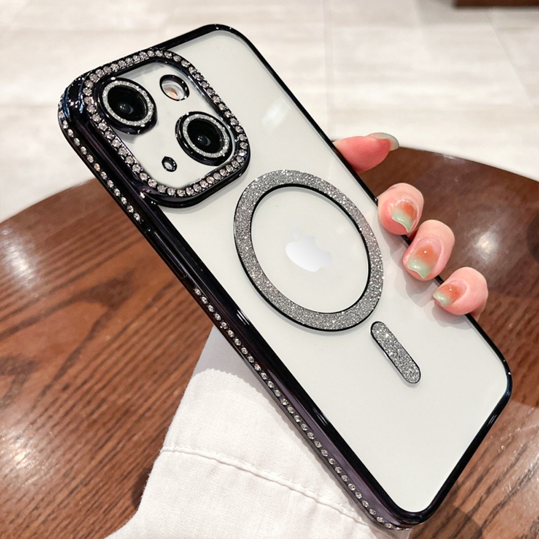 IPHONE 15 5G Diamond Gradient Plated MagSafe TPU With Camera Lens Protection Phone Case