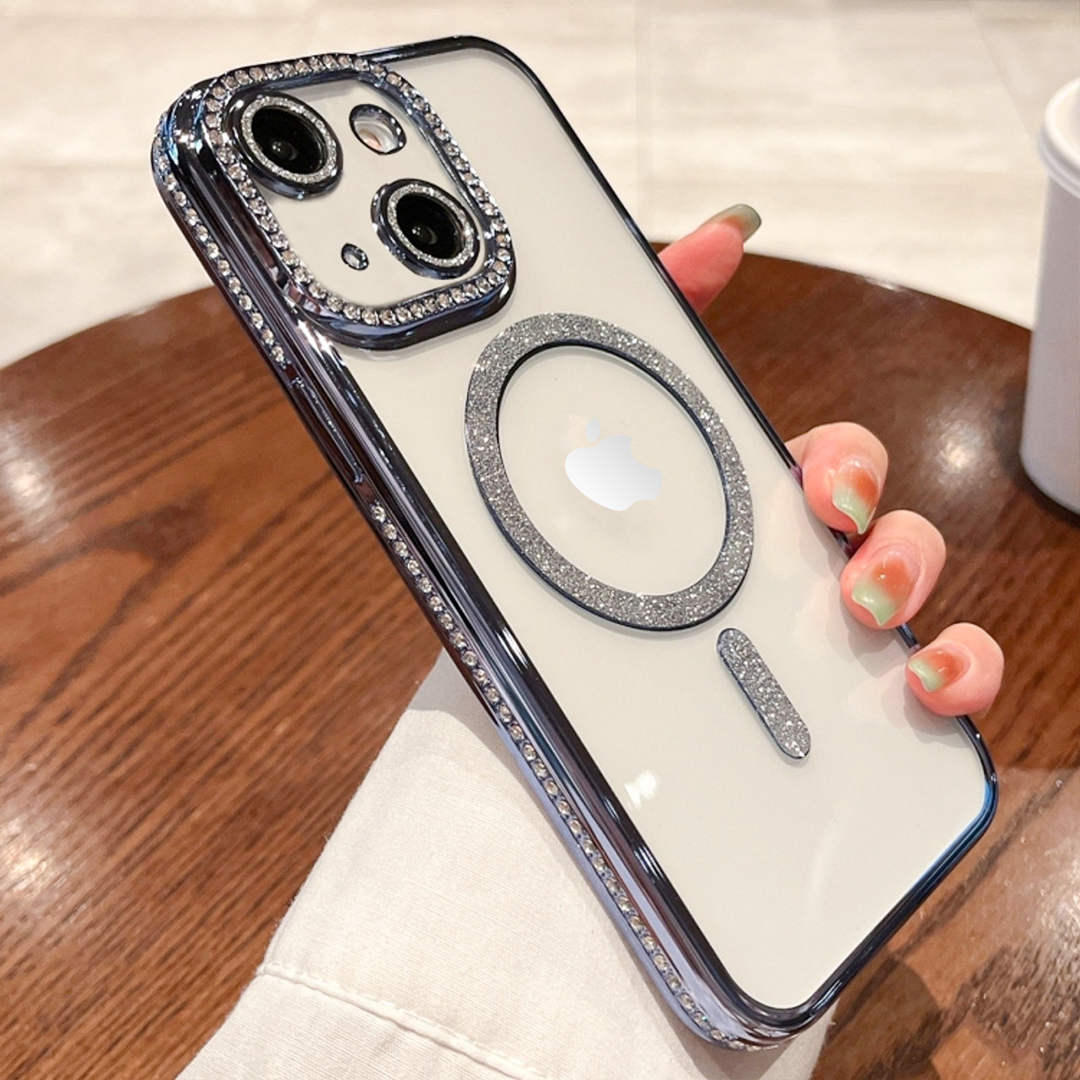 IPHONE 15 5G Diamond Gradient Plated MagSafe TPU With Camera Lens Protection Phone Case